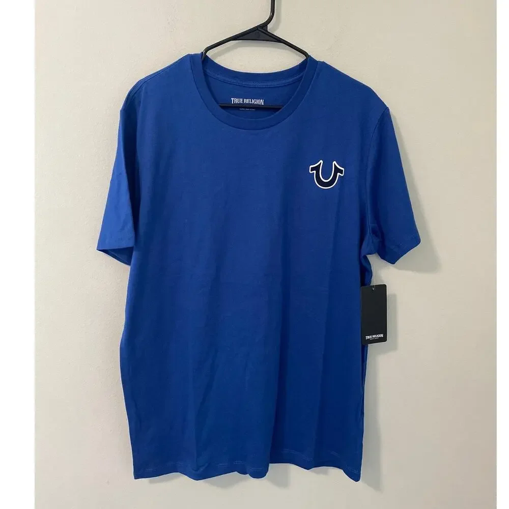 New True Religion Buddha Logo Crew Neck T-Shirt Blue Men’s XL